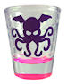 Pink shot glass with purple Cthulhu (9014E)